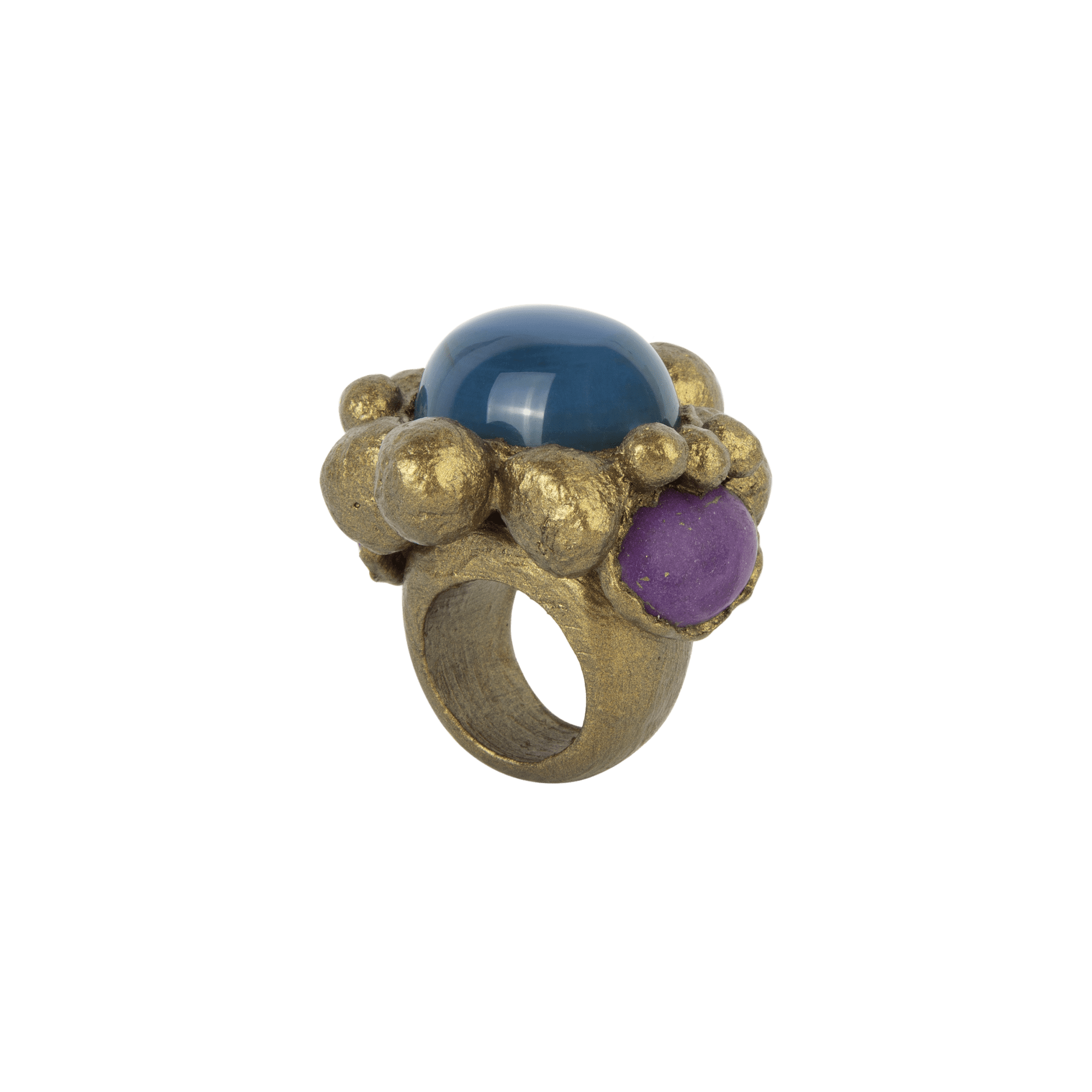 Purple blue 3-stone ring